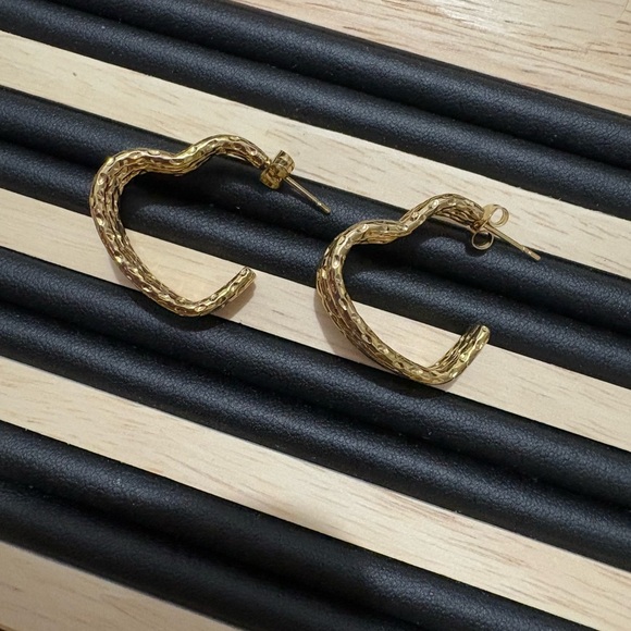 Heart Hoop Earrings - Picture 2 of 4